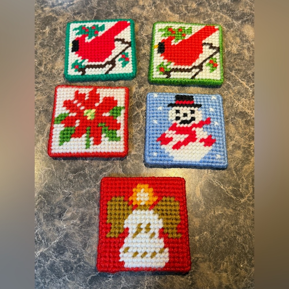 Festive Needlepoint Coasters Set